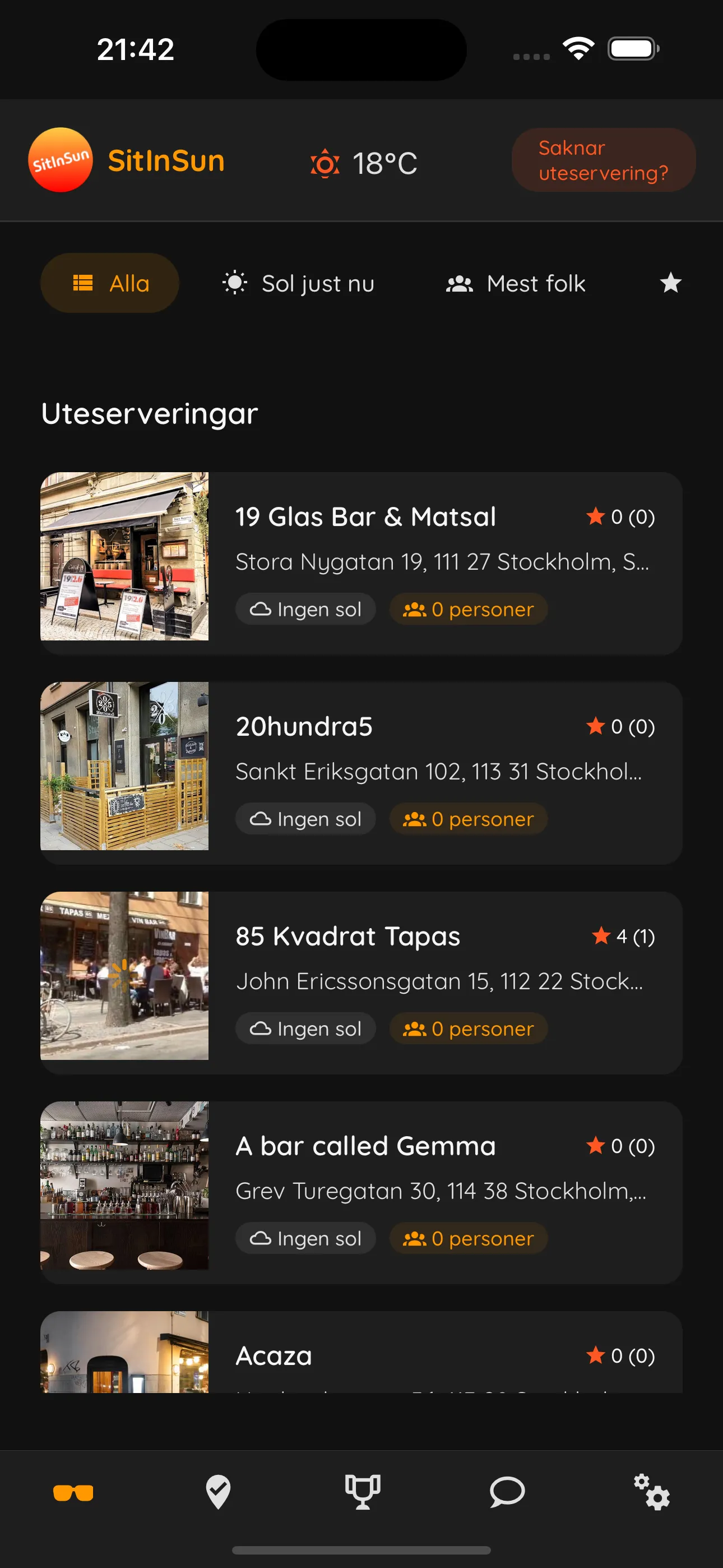 SitInSun app demonstration – Hitta solen och checka in